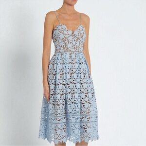 Self-Portrait Azalea Blue Lace Midi Dress | Size 4, Worn Once